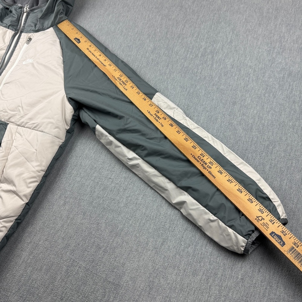 Nike Jacket Men Large Cream Gray Therma Fit Legacy Hooded Fleece Lined Full Zip - Picture 10 of 14